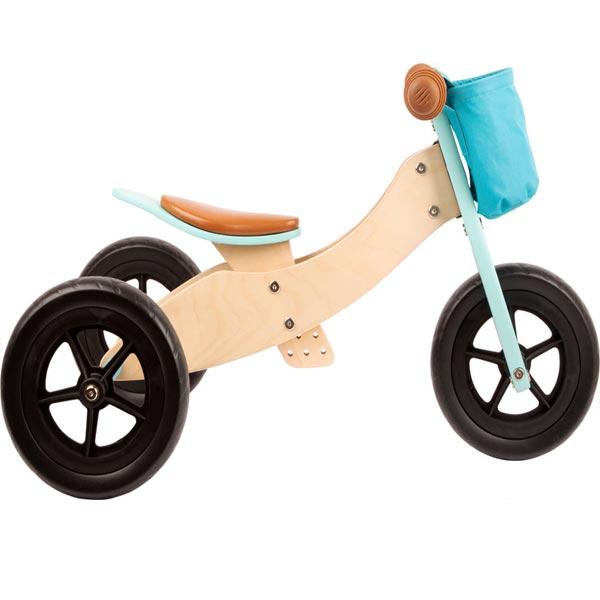 triciclo in legno senza pedali-azzurro