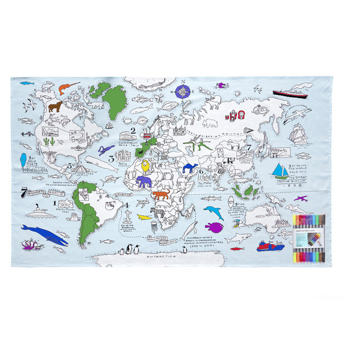 Tovaglia per bambini colorabile e lavabile Eatsleepdoodle tema Luoghi del mondo